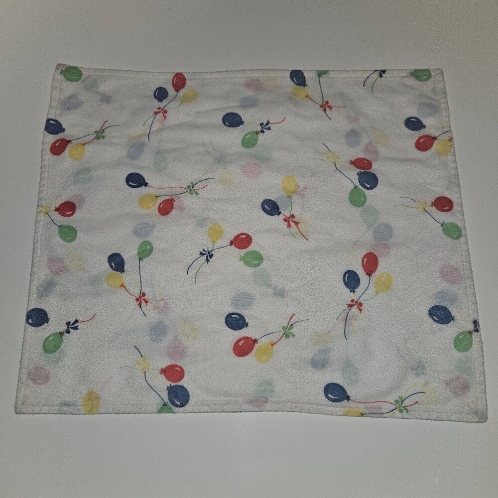 VTG Balloons Baby Burp Cloth Primary Colors Red Blue Yellow Green 14" x 16" READ